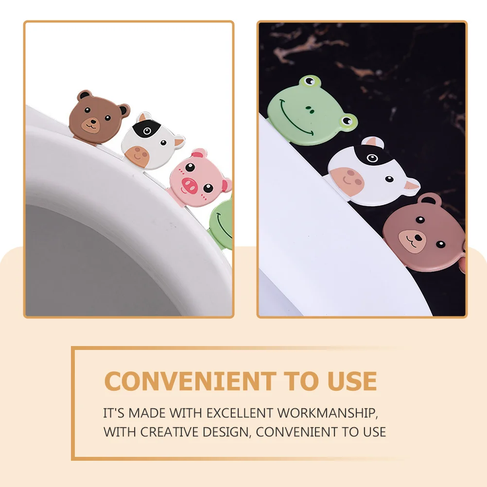 

4pcs Toilet Seat Lifter Cartoon Patterned Durable Bathroom Accessory Space Saving Portable Lavatory Cover Lifter Tool
