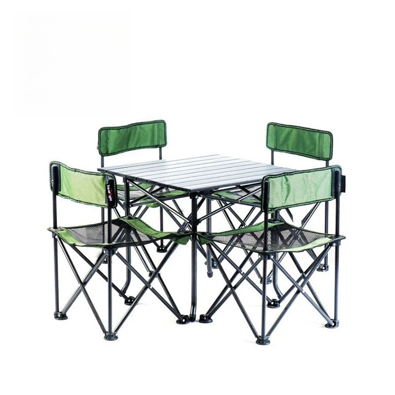 

Outdoor folding table and chair set, folding portable travel table and chair