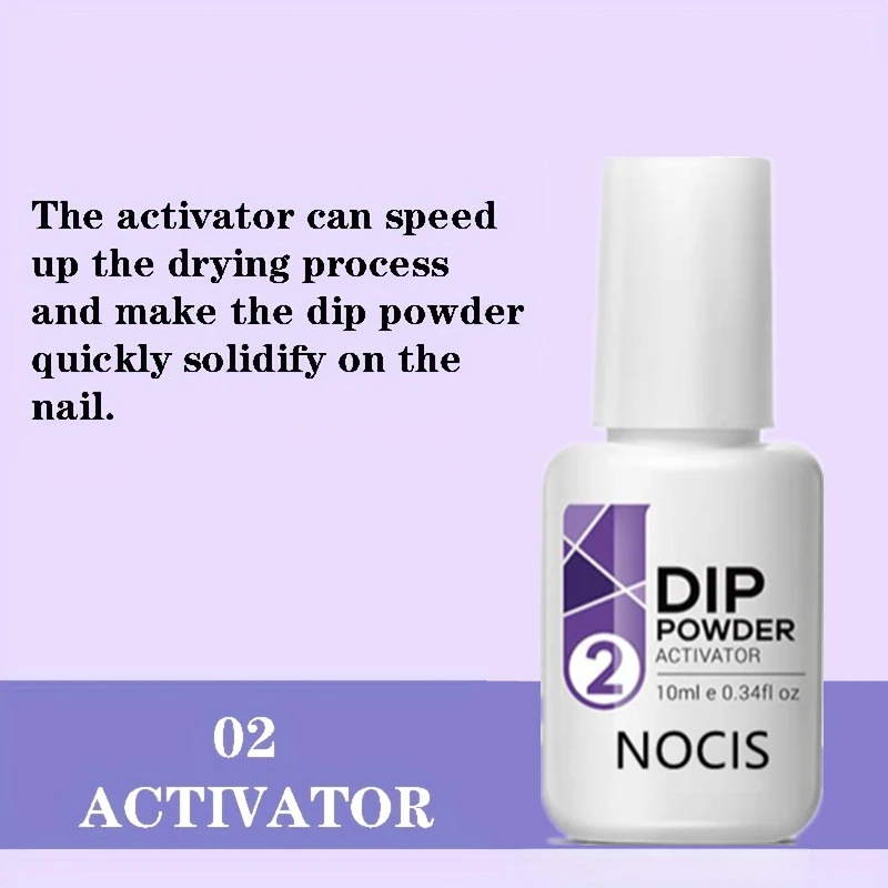 4 قطع سائل بودرة غمس 10 مل - منشط، قاعدة، معطف جل علوي، وحفظ فرشاة لفن الأظافر - لا حاجة إلى علاج - مثالية للأظافر #4