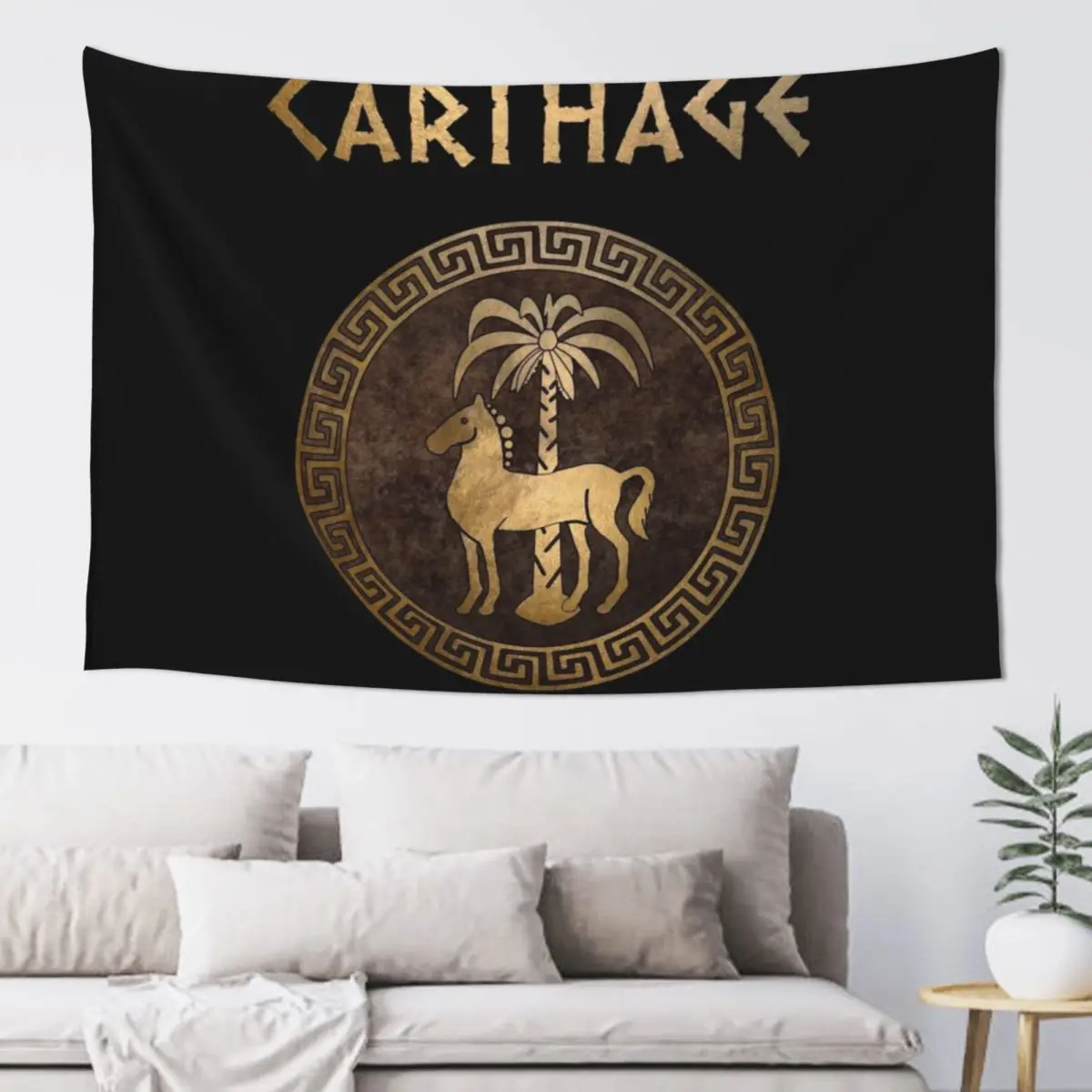 

Carthage Ancient Symbol of Qart-Hadasht Tapestry Home Decor Aesthetic Mushroom Tapestry