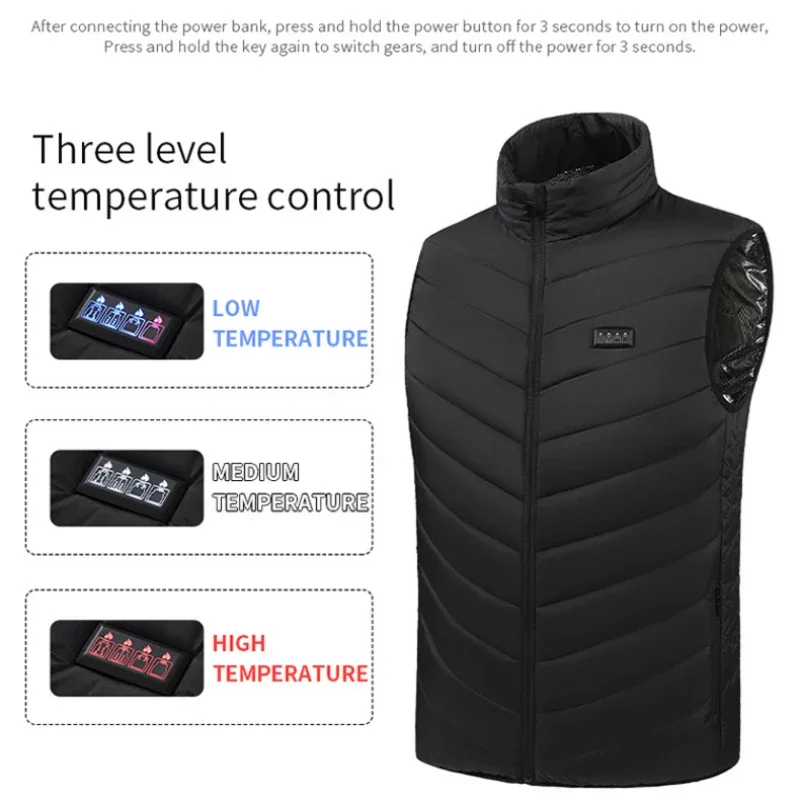 21 Areas Electric Heated Vest Jackets Men's Sportswear Usb Heating Coats Outdoor Ski Activities Lightweight Comfy Padded Vest