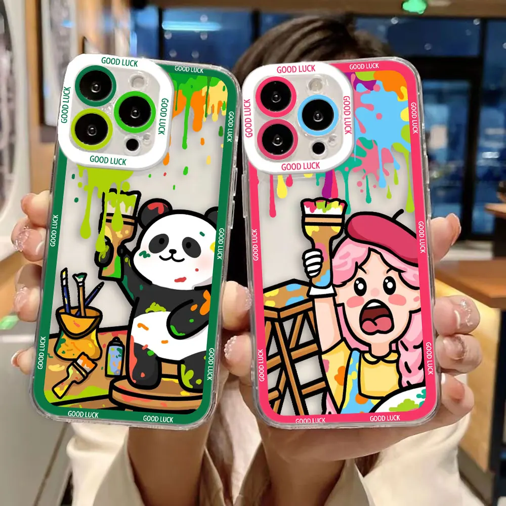 Funda transparente para teléfono con diseño de Panda y pintura en aerosol de grafiti para VIVO V20 V21 V21E V23 V23E V25 V27 V27E V29E V30E V30 V40 V50 V60