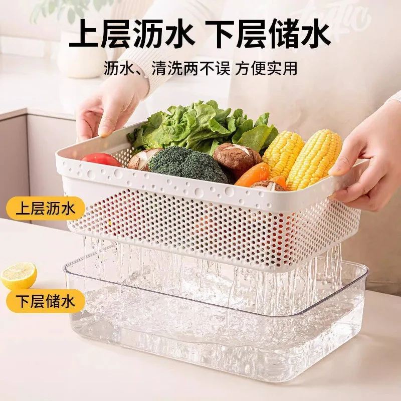 Drain basket Fruit plate Vegetable washing basin, drain basket Kitchen household, large-capacity water filtration