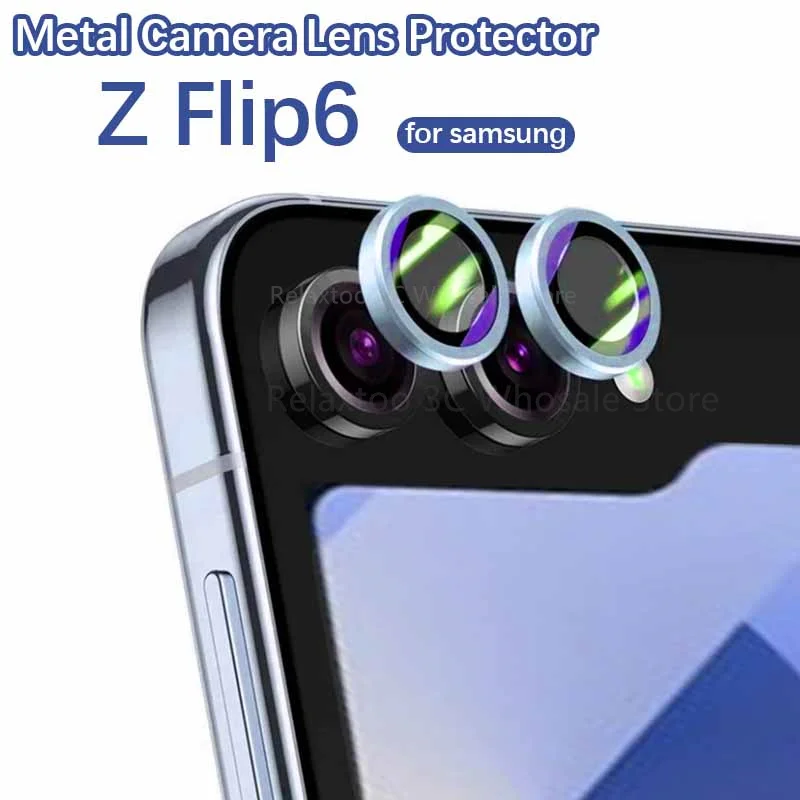 แหวนป้องกันกล้องสำหรับ Samsung Galaxy Z Z Flip6พลิก6 zFlip6 5g ป้องกันหน้าจอเลนส์กระจกนิรภัยฝาโลหะ Samsun zflip 6