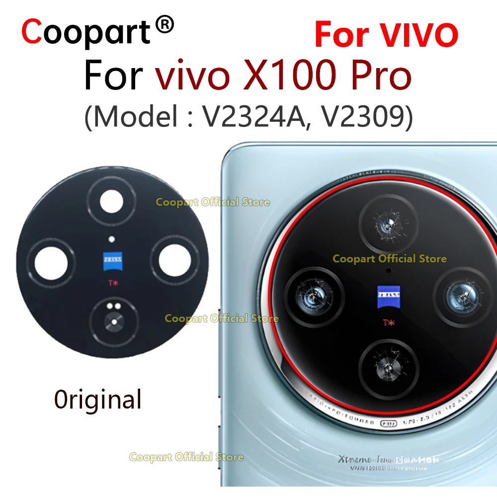 

New Coopart Back Rear Camera Lens Glass Cover For VIVO X100 Pro V2324A V2309 With Adhesive Sticker Repair Parts
