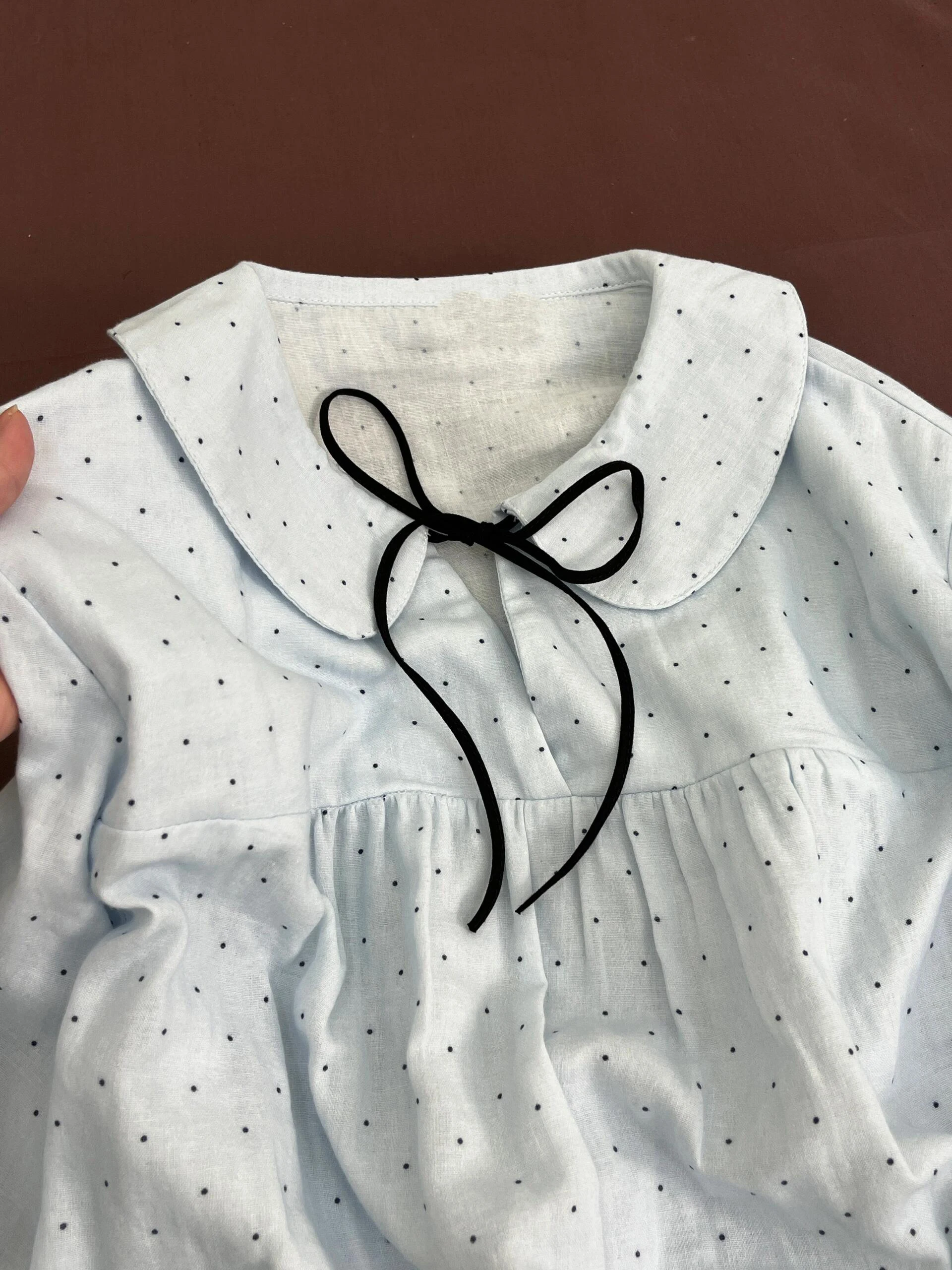 

Милый корейский комплект Sle Long Sve Spwear для женщин, весенне-осенняя домашняя одежда в горошек, молодежная подходит, удобная домашняя одежда...