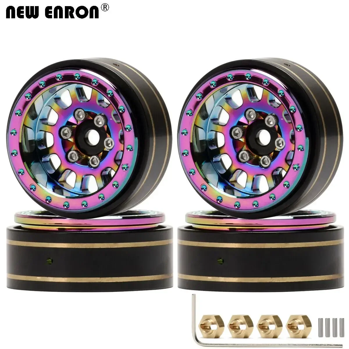 NEW ENRON 1.0 inch Deep Dish  Brass Beadlock Wheel Rim 4pcs for RC CAR 1/18 1/24 RC Axial SCX24 TRAXXAS TRX4M FMS FCX24