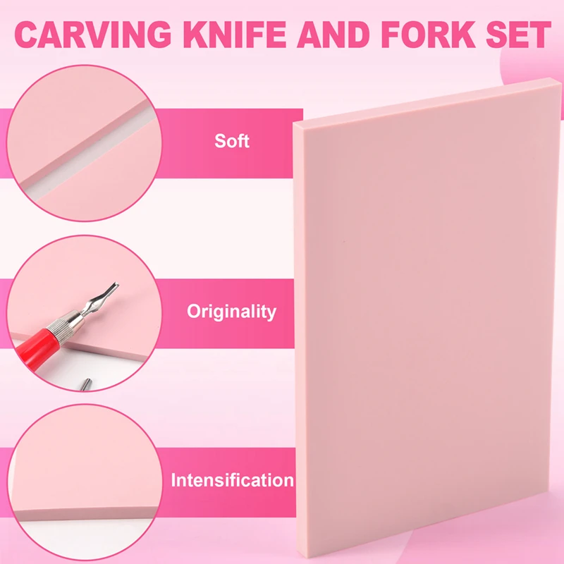 Rubber Stamp Making Kit,Block Printing Tool Kit,Linoleum Cutter With 6 Type Blades,Tracing Paper For Craft Stamp Carving