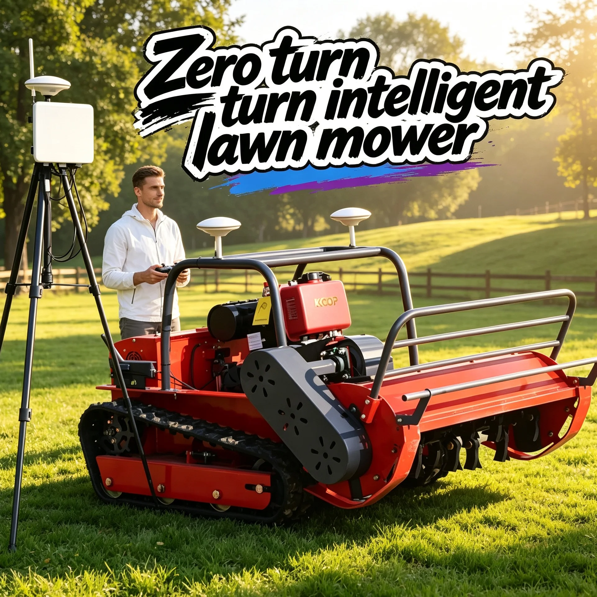 Customized battery powered lawn mower, self propelled remote-controlled lawn mower, adjustable height and multi optional color
