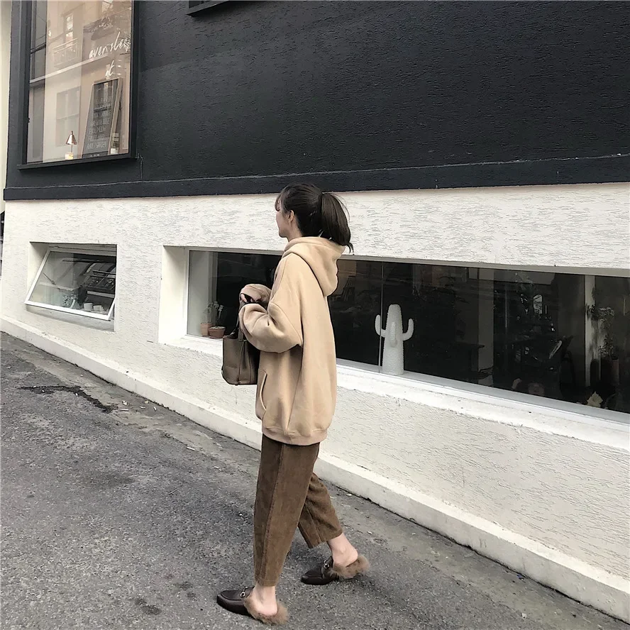 

Для женщин толстая зимняя толстовка из полиэстера с длинными рукавами и цветными блоками на флисовой подкладке, большой дизайн в уличном стиле, уникальный топ