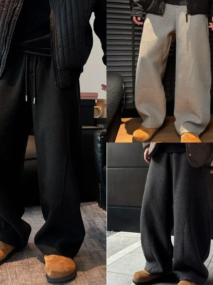 

Korean Sle Loose Fit Thiened 3D Tailored Couples Casual Pants Autumn Winter Straight Leg Pants Youth Faion Non-Mall
