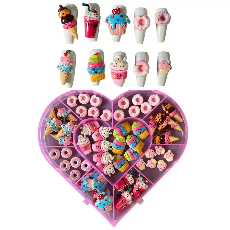 バルク供給 60 個かわいい漫画青紫ピンクローズイエロージャンク電話ケース Ipadcase ロングネイルアート装飾チャーム Diy 工芸品