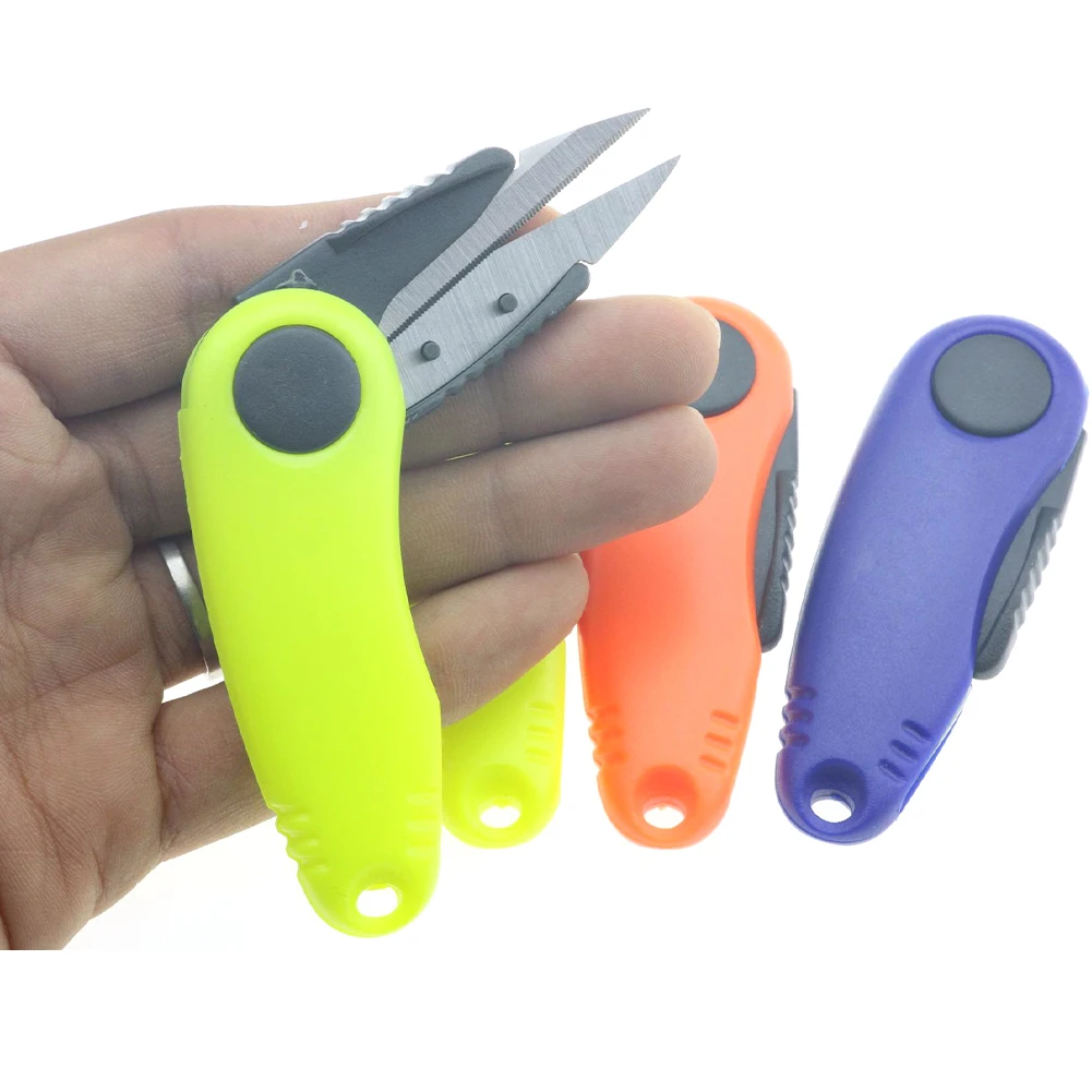 Tijera de sedal plegable en forma de Camarón, aparejos de pesca de acero inoxidable, herramienta de corte