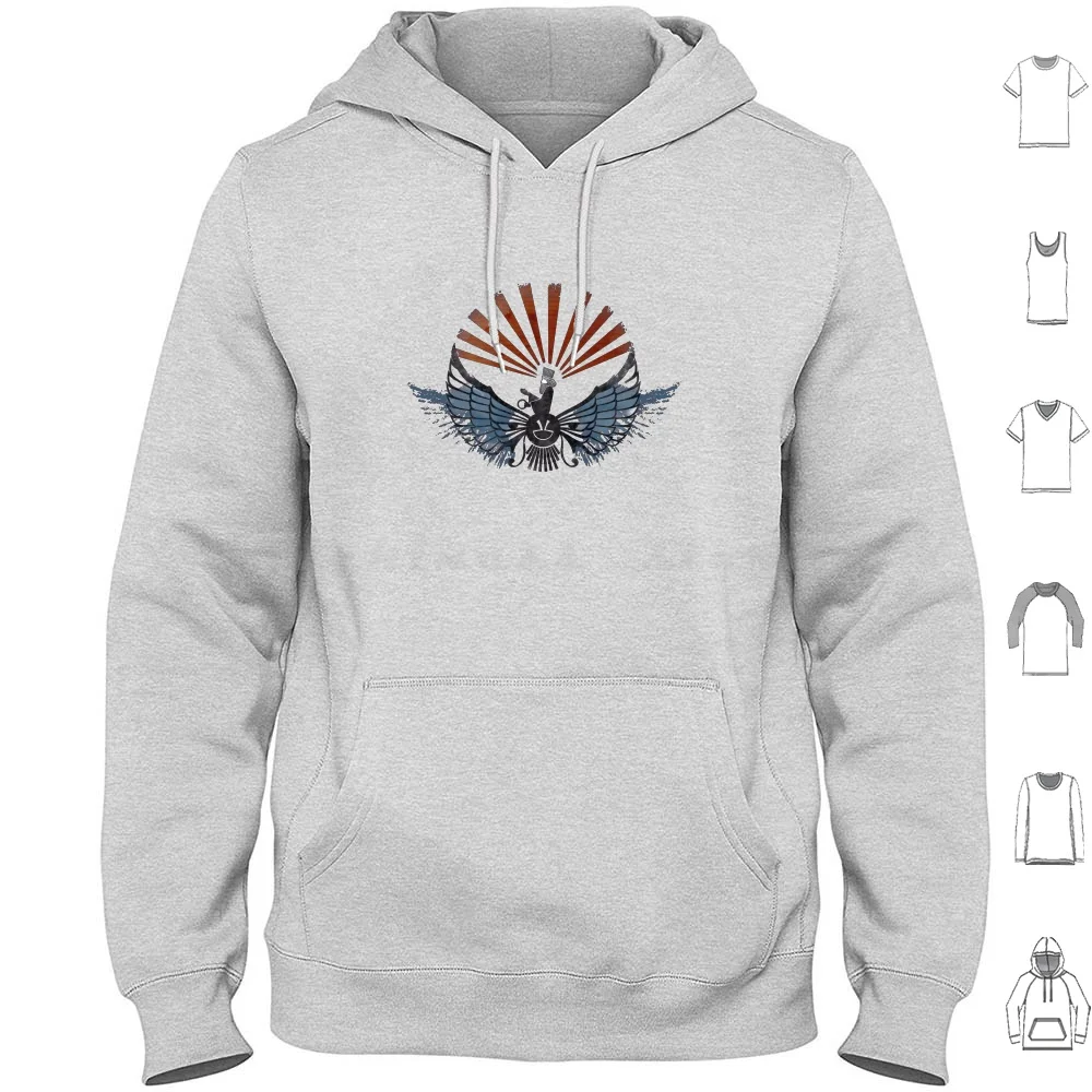 Ahura Mazda Hoodie Cotton Long Sleeve God Love Peace Sun Ancient Harmony Wing Feather Rays Iran Persia Zoroaster