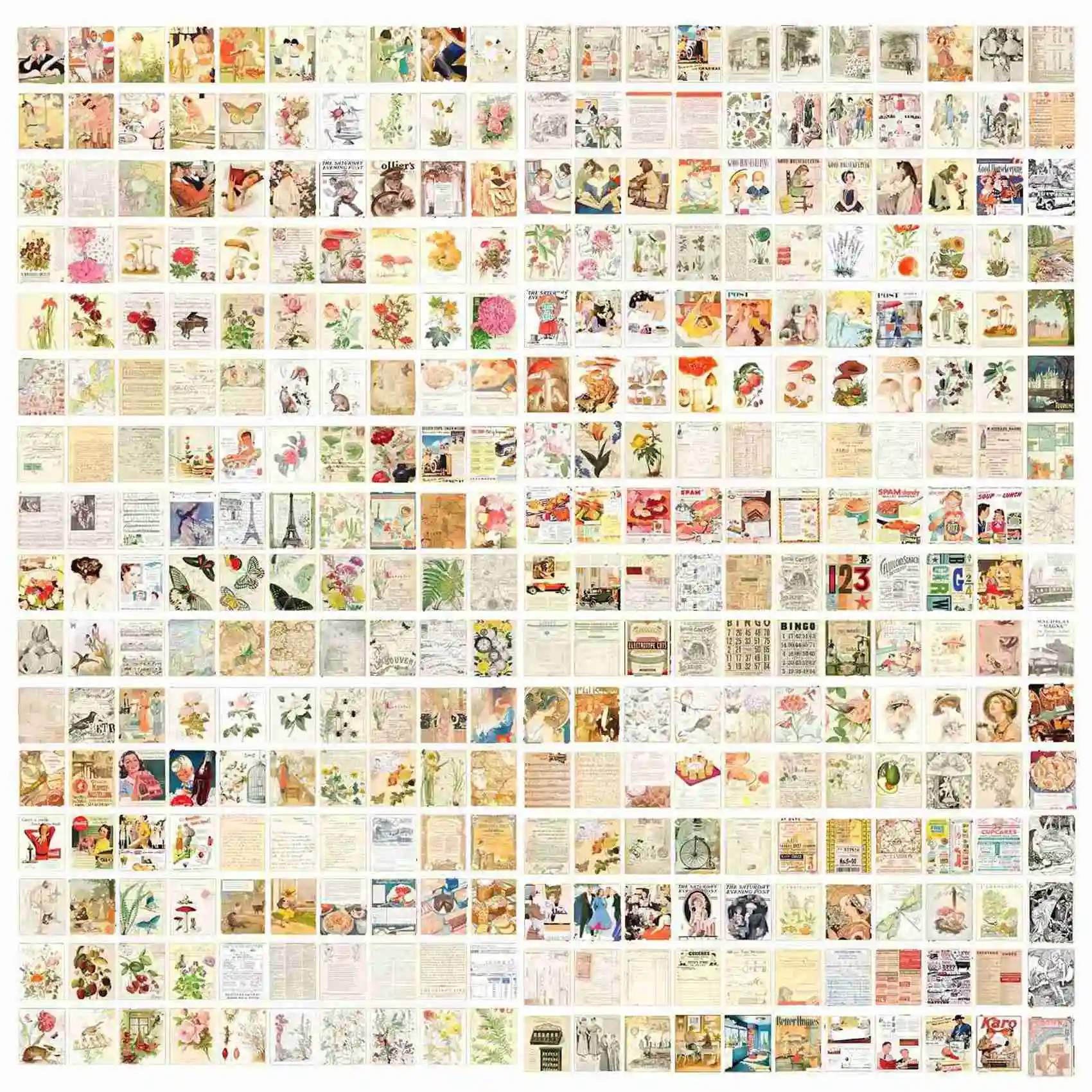 Efficient 800Pcs Junk Journal Vintage DIY Material Paper Journaling Supplies Scrapbooking Paper Retro Decorative Journal Supplie