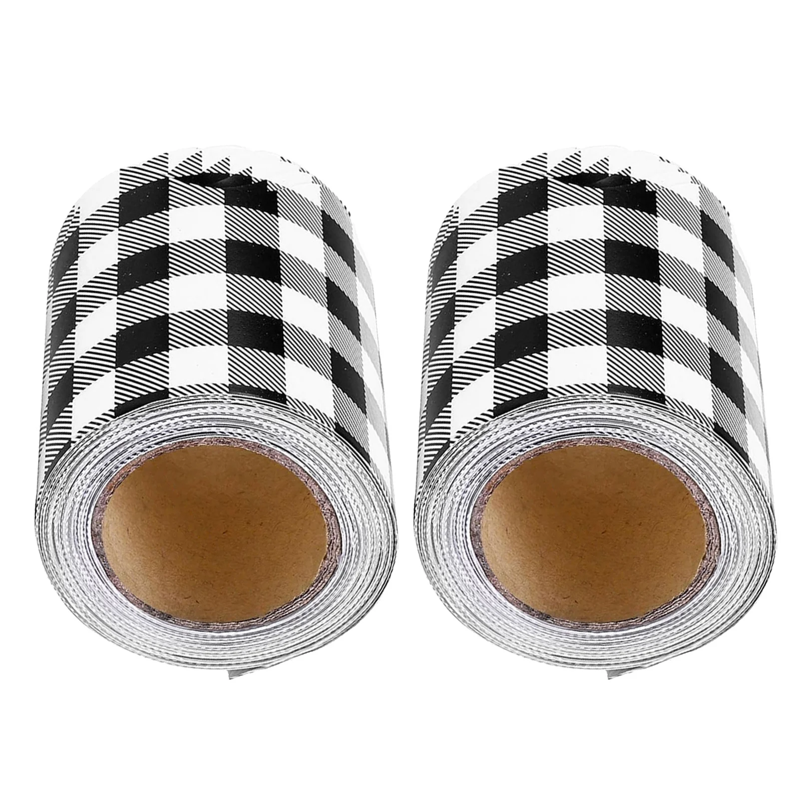 

2 Rolls Black White Checkered Bulletin Board Border Scalloped Trim Classroom School Office Peel Stick Decorative Wall Sticker