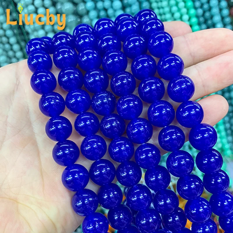 Handmade Natural stone Dark Blue Chalcedony for Jewelry Making DIY Fashion decoration gift Crafts 15\