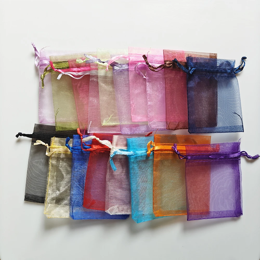 

50pcs 10x15cm Solid Color Organza Gift Bag Mesh Wedding Candy Jewelry Packaging Bag With Drawable Storage Tulle Drawstring Bag