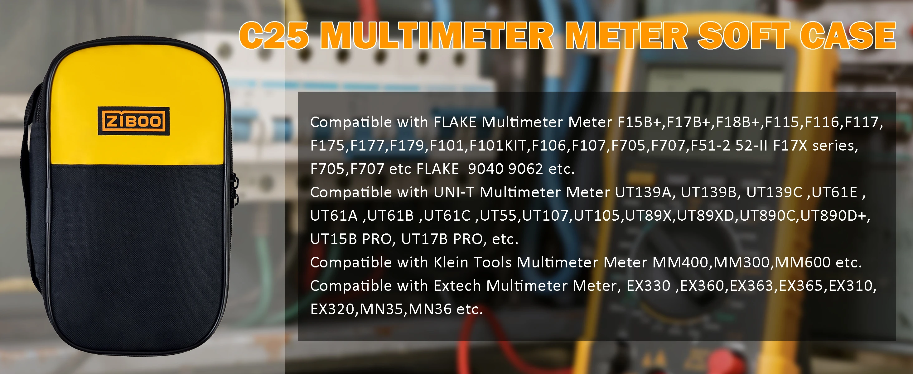 ZIBOO C35 C25 C33 Multimeter-Messgerät, weiches Gehäuse, Verwendung für Zangenmessgerät, Multimeter, Reißverschluss-Tragetasche, Original-Multimeter-Tasche – Detail 1