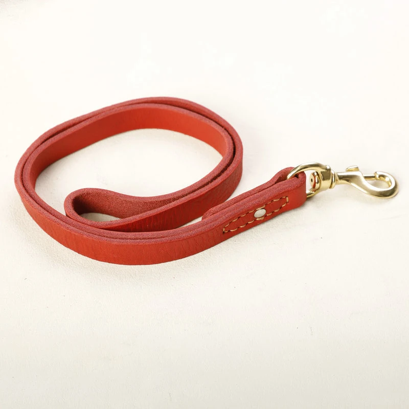 

One step Short Dog Leash Real Leather traction belt Explosion-proof pet Walking Training Lead for Large Big Dogs Genuine Leather