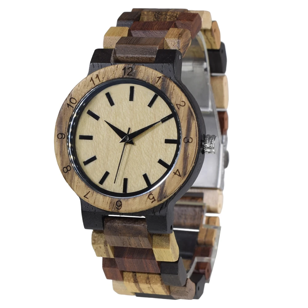 

Mixed Tone Wood Watch for Women elegant vintage quartz timepiece natural wood nice daily gift choice