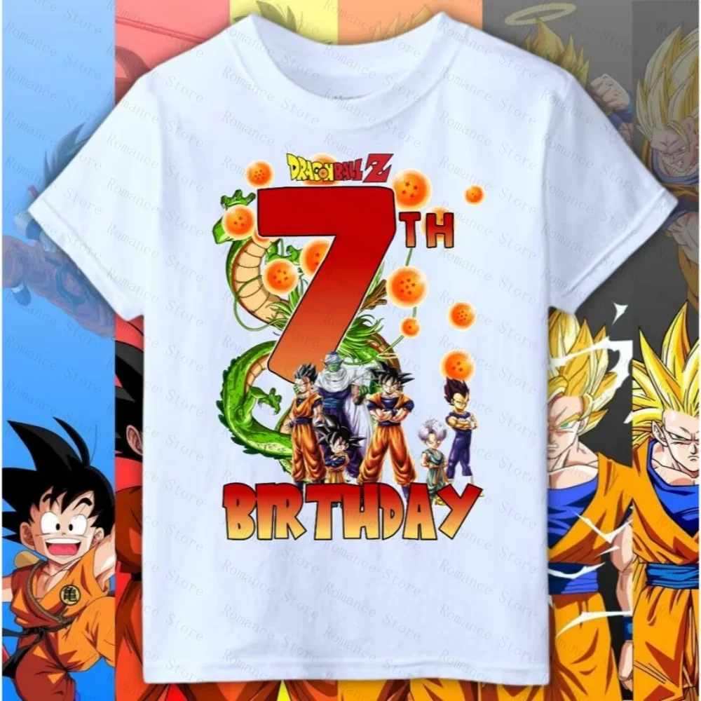 2026 Summer Dragon Ball BIRTHDAY Kids Shirt Boy Girl T-shirt 3-8 Years Old Fashion Casual Y2K Short-sleeved Trendy Clothing view 6