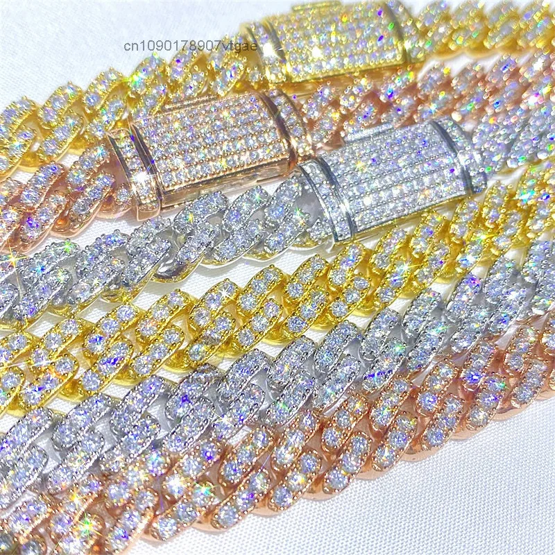 Sell Hot Vvs Moissanite Iced Out Bling Hip Hop 8mm Real Gold 10k Cuban Link Chain.