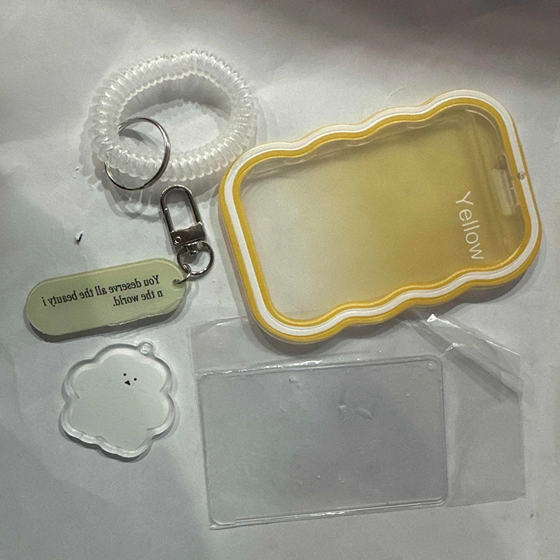 Ins Style Photocard Holder Transparent Card Holder Keychain Photo Sleeves Bus Card Student Card Case Photo Protector