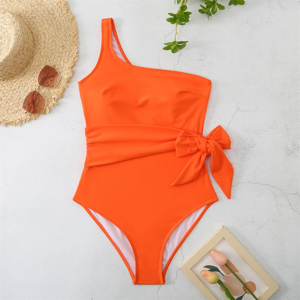 Bikini de flores Vintage para mujer, traje de baño Sexy con Push-Up, trajes de baño de cintura alta para vacaciones Y2K, conjunto de trajes de baño de playa con un solo hombro