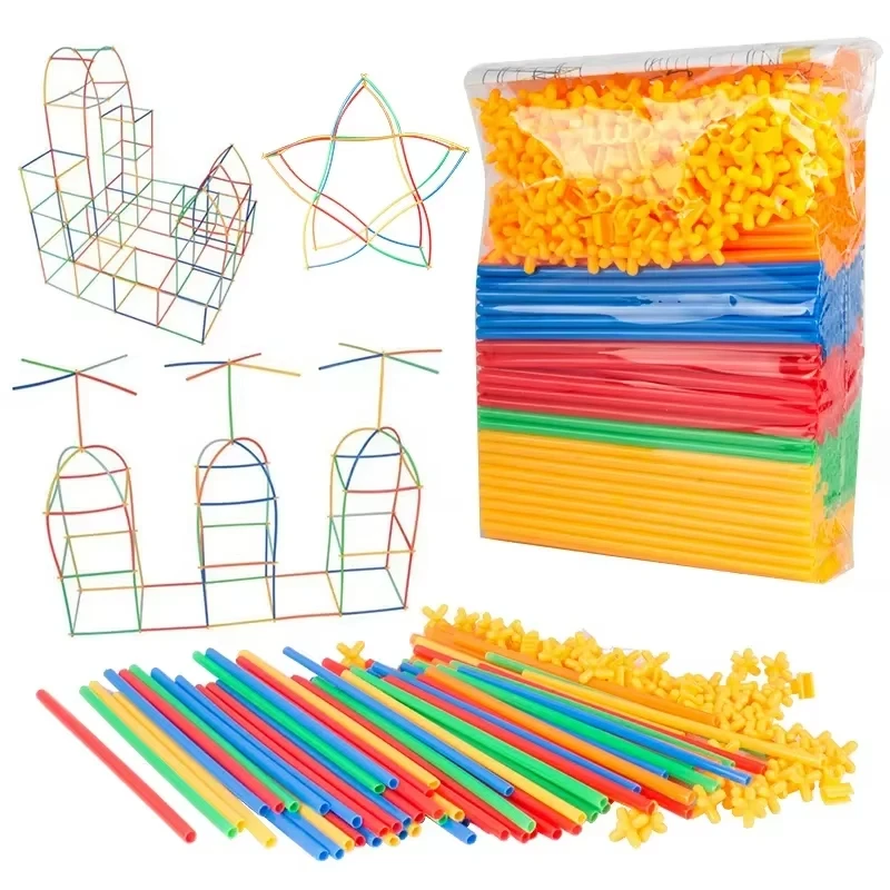 Straw Constructor Toys Building Toys Straws and Connectors Building Sets Engineering Connector Blocks Educational Toy For Kids