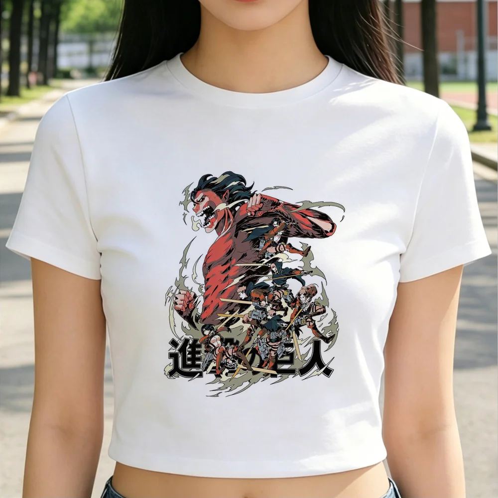Attack on Titan crop top girl cute funny jojifuku harajuku grunge t shirt cheap manga dollette streetwear kawaii