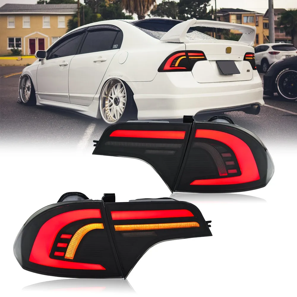 

LED Tail Lights Assembly For Honda Civic Sedan 2006-2011 Rear Lamp Sequential Turn Signal