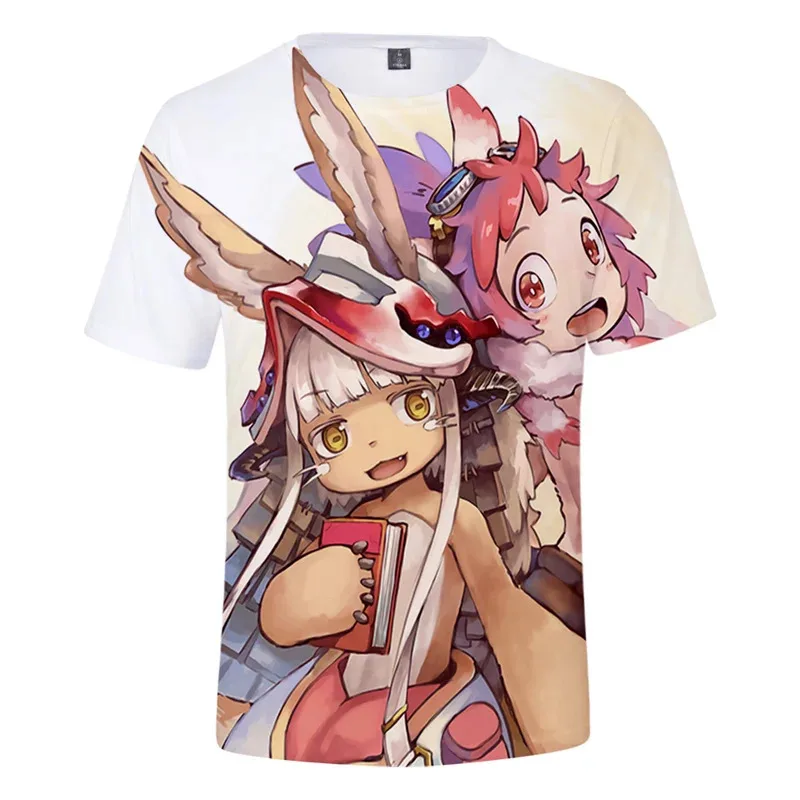 2025 yiyi2025yiyi2021 Nanachi صنع في الهاوية Reg Kawaii أنيمي T- ثلاثية الأبعاد طباعة الرجال النساء الشارع الشهير نمط س الرقبة تي شيرت Harajuku Ca #5