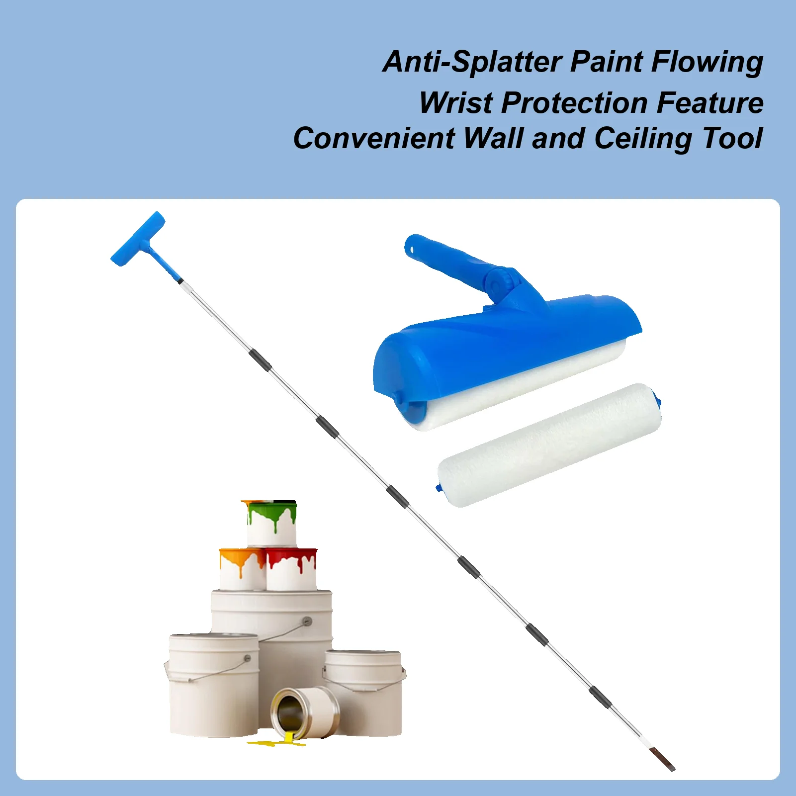 

Набор валиков для краски без капельного аппликатора с удлинителем, набор кистей для рисования на высоком потолке для дома, кухни, ванной комнаты, гостиной