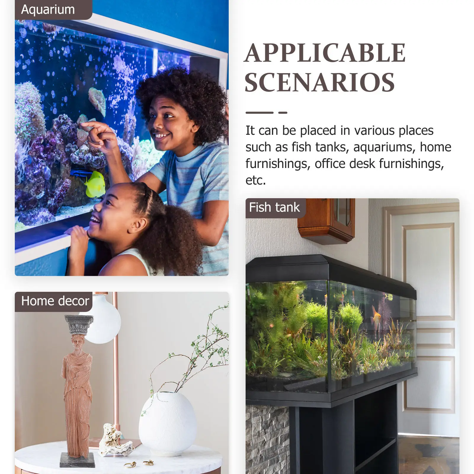 1Pcs Skull Aquarium Ornament Resin Fish Tank Decor Elegant Unique Sculpture Submersible Safe for Fresh Salt Water Vivid
