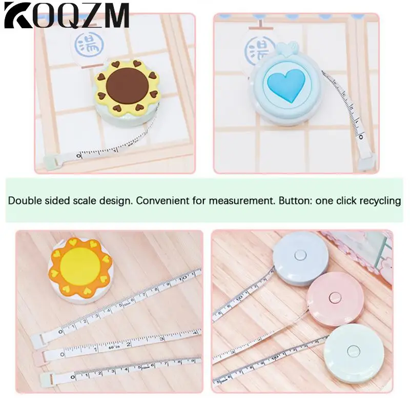 Macaron Cute Mini Tape Measure Tape Measure Leather Round Tape Measure Portable Telescopic Ruler Height Children Ruler