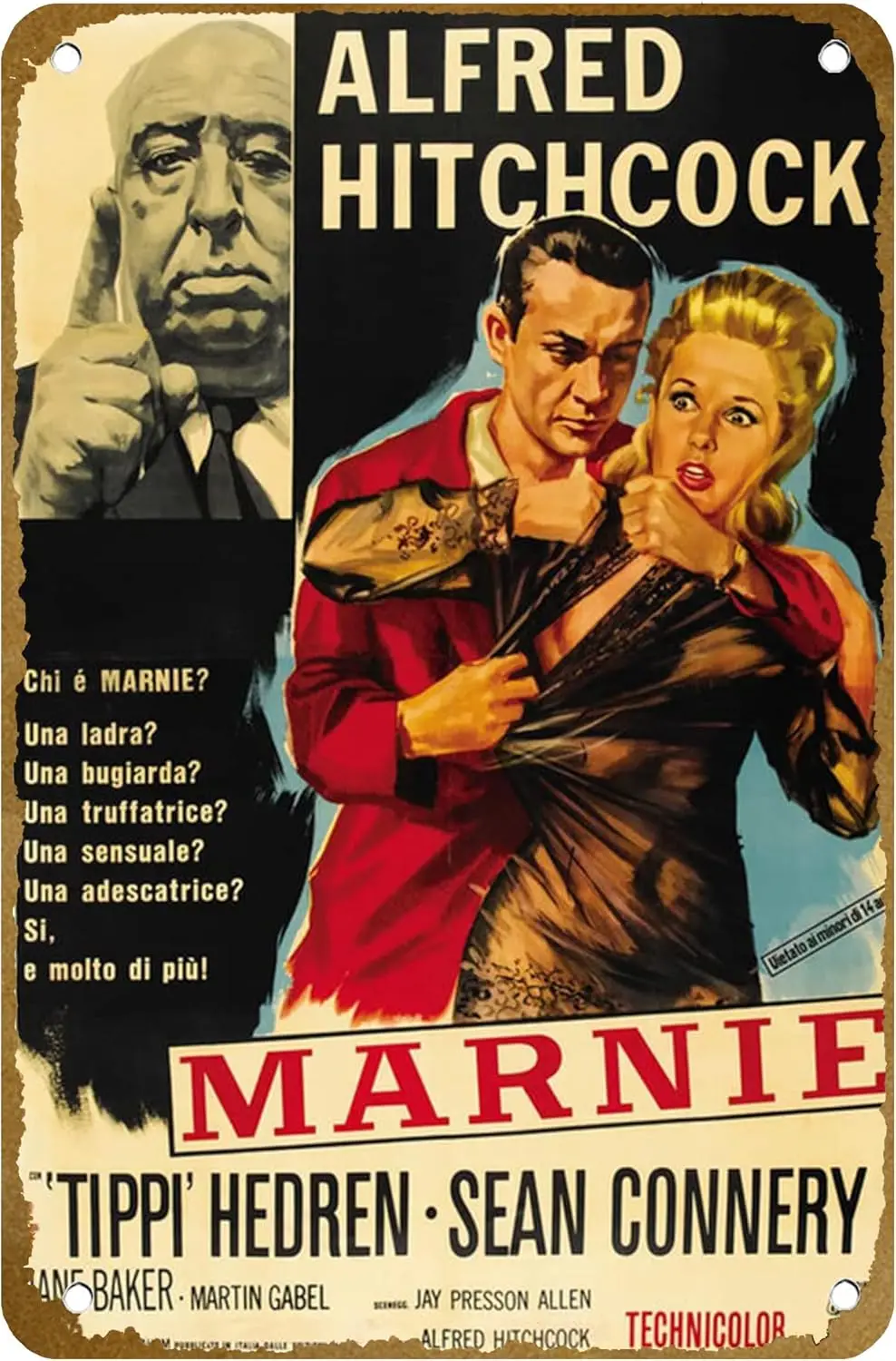 Marnie ( # 2 de 4) 1964 Póster de película Letrero de metal Logo Family Club Bar Café Dormitorio Arte Decoración de pared Regalo
