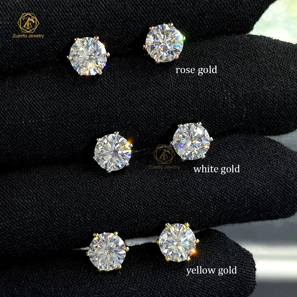 

S925 Sterling Silver White Gold Plated 0.5 Carat 1.0 Carat D EF Color Moissanite Diamond Stud Earrings for Women