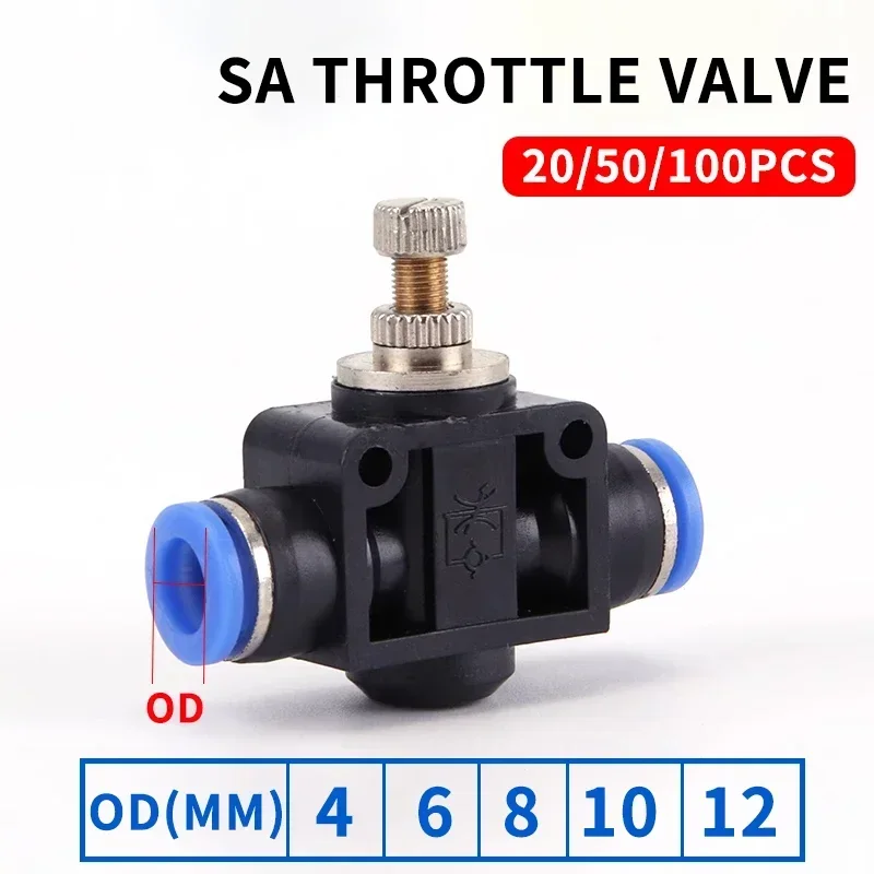 

Throttle valve SA 4mm 6mm 8mm 10mm 12mm Tube Air Flow Speed Control Crane Valve Tube Water Hose Pneumatic Push In Fittings