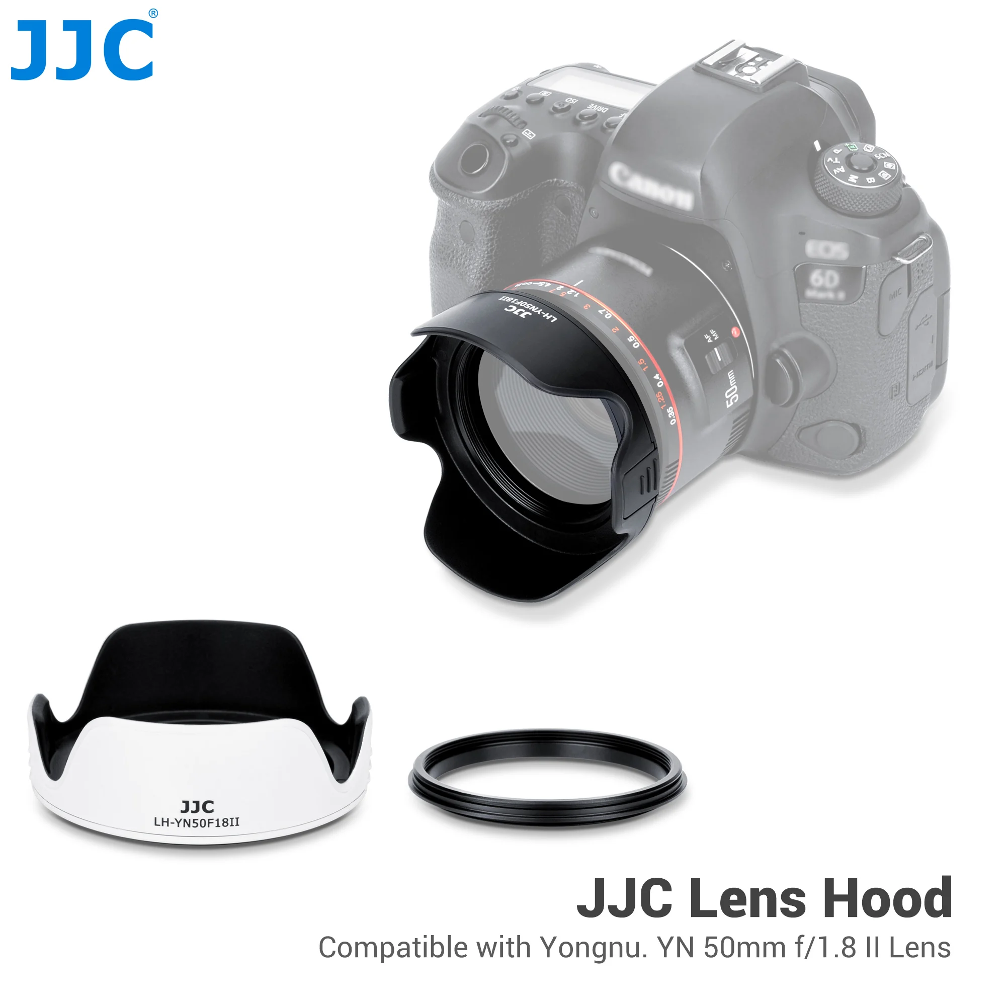 JJC Reversible  Flower Lens Hood Shade for For Yongnu YN 50mm f/1.8 II Lens Non-glare Camera Lens Hood