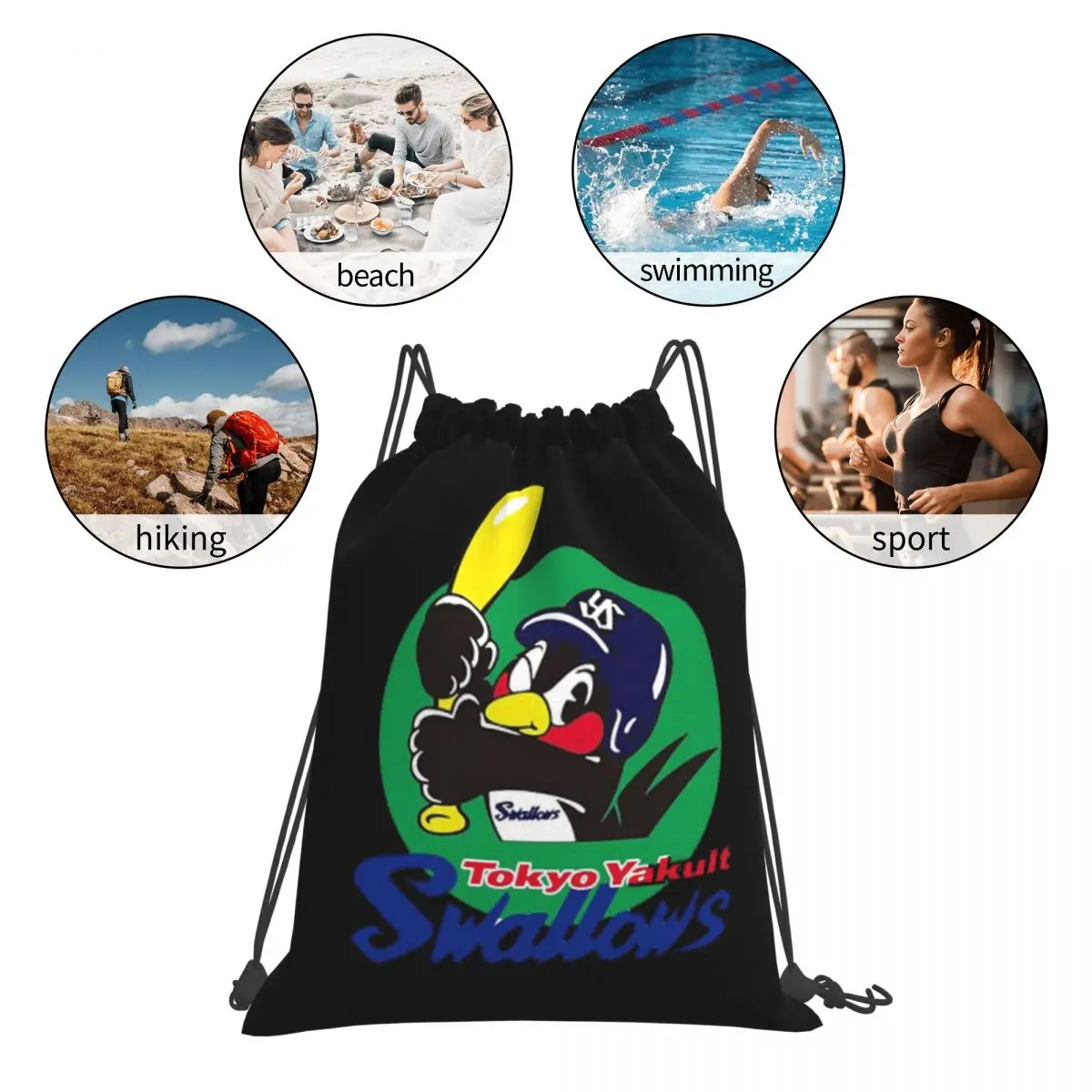 Tokyo Yakult Swallows Backpacks Multi-function Drawstring Bags Shoes Bag Book Bags for Man Woman Students