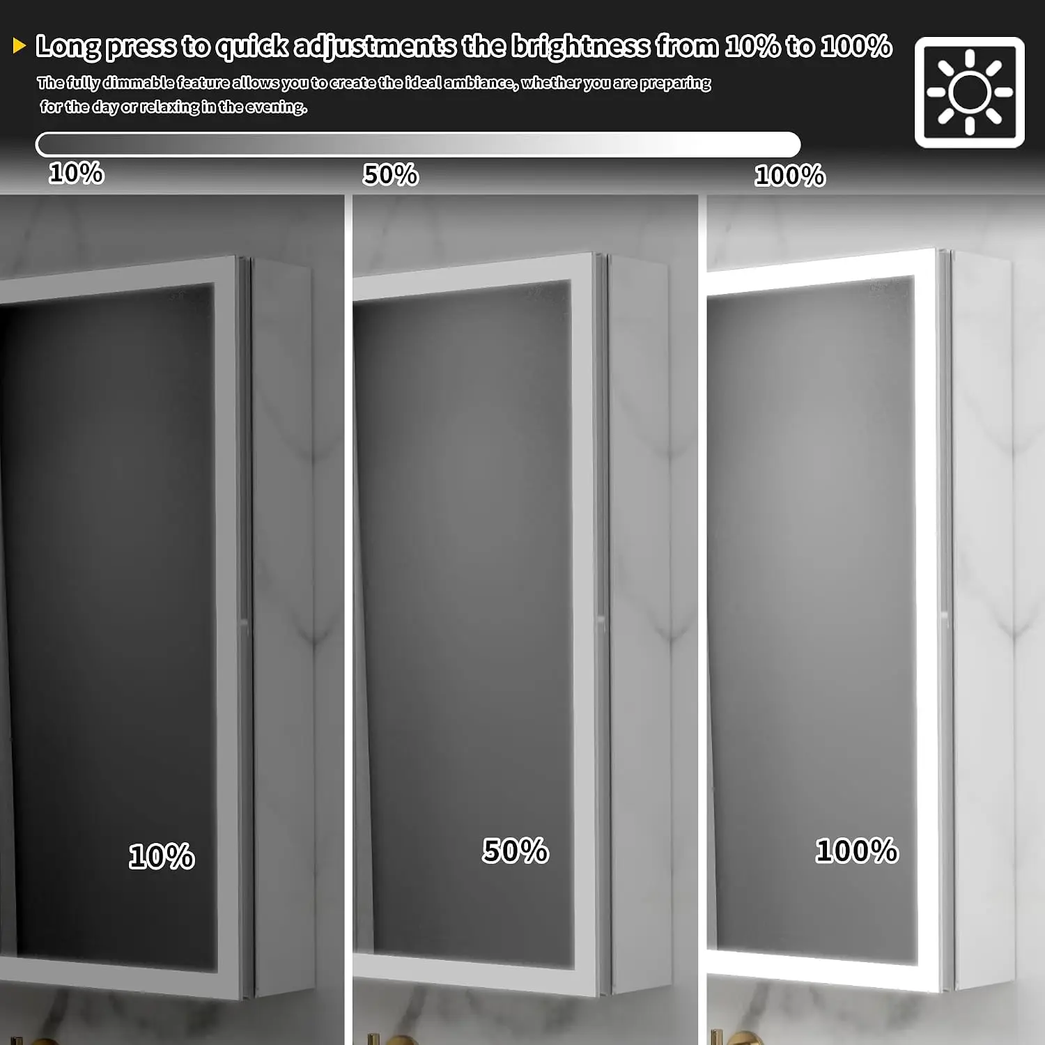 30x30 Inch LED Medicine Cabinet with Adjustable Shelves, Anti-Fog, 3-Color Dimmable Light, Recessed or Surface Mount, Customized