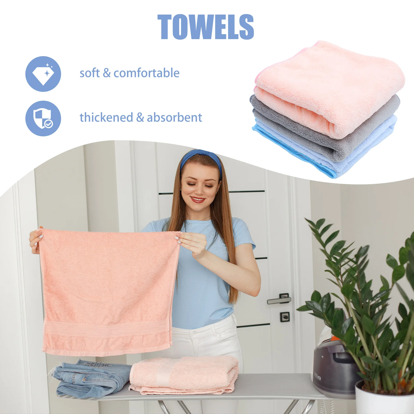 

3 Pcs Absorbent Hair Towel Washcloth Washcloths Wrap Towels Drying Quick-drying Fast Bath
