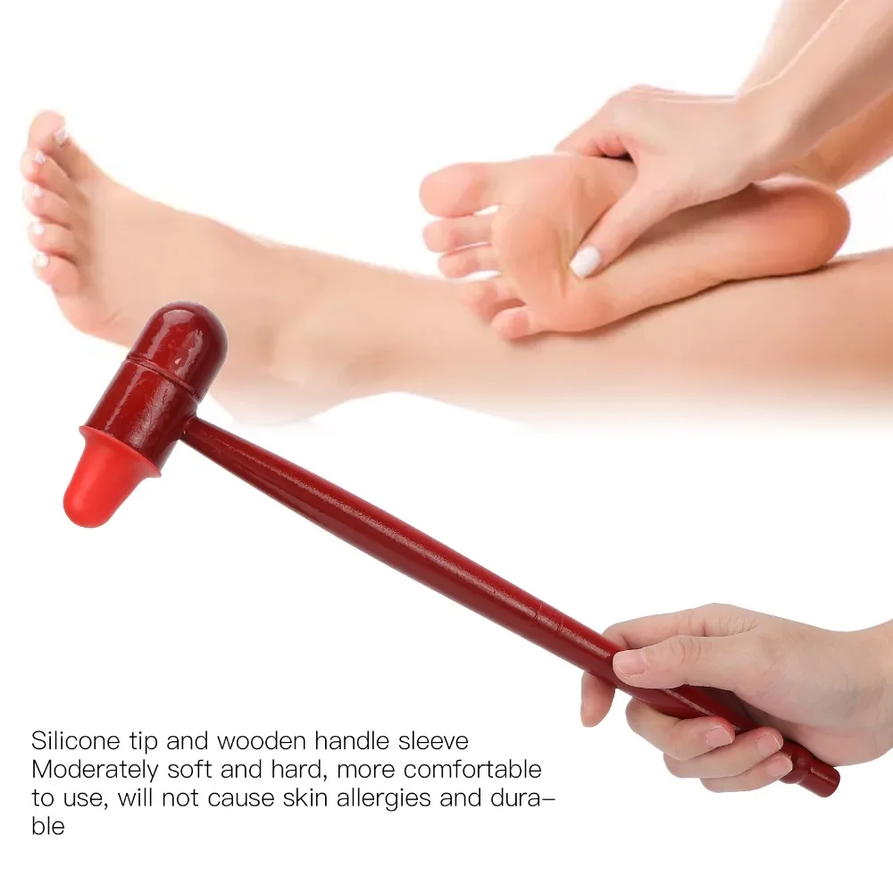 Portable Wooden Handle Massage Hammer Rubber Head Ergonomic Massage Stick Body Massager Home Use