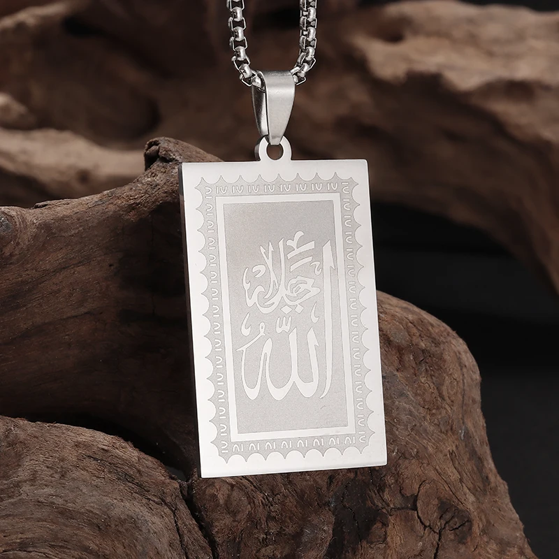 High Quality Stainless Steel Islamic Muslim Allah Rune Pendant Necklace for Men and Women Fashionable Lucky Amulet Jewelry Gift
