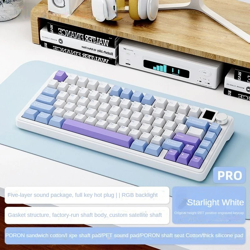 ATTACK SHARK X85 2.4G Tri-mode RGB Effects Bluetooth Mechanical Keyboard TFT Screen Metal Knobs Full-key Hot-swap Win&mac