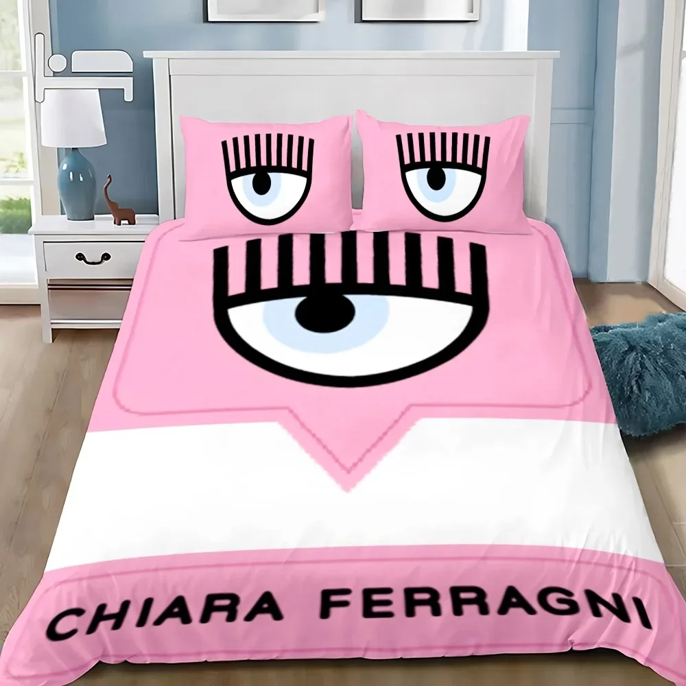 Eyes Duvet Cover Pillowcase Chiara Logo Bedding Set Adult Boy Girl Bedroom Decoration Children Single Double Large Size