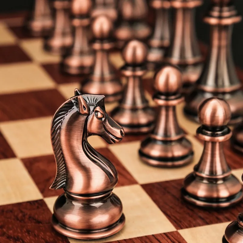High-end gift box set for chess competitions, solid wood folding chessboard, oversized chess pieces