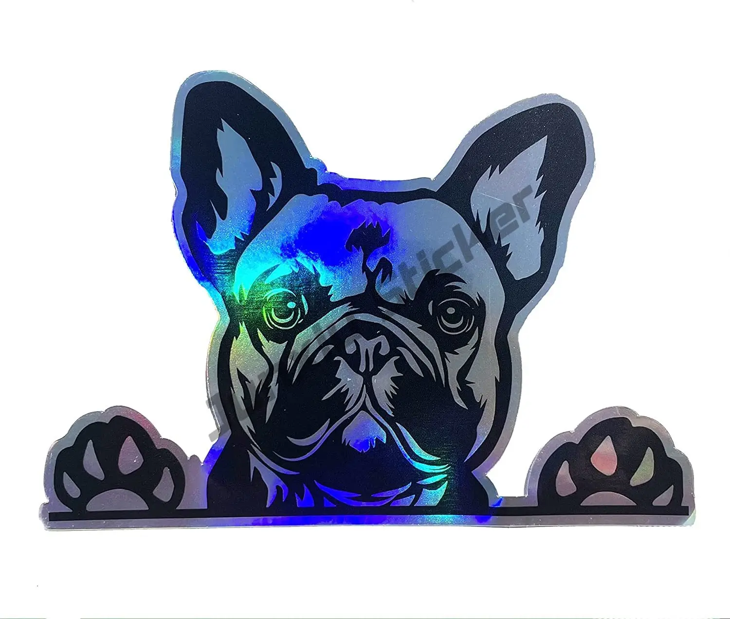 Calcomanía holográfica de Bulldog Francés, pegatina de parachoques de raza con patas de perro, para ordenadores portátiles, vasos, ventanas, coches, camiones, decoración de paredes