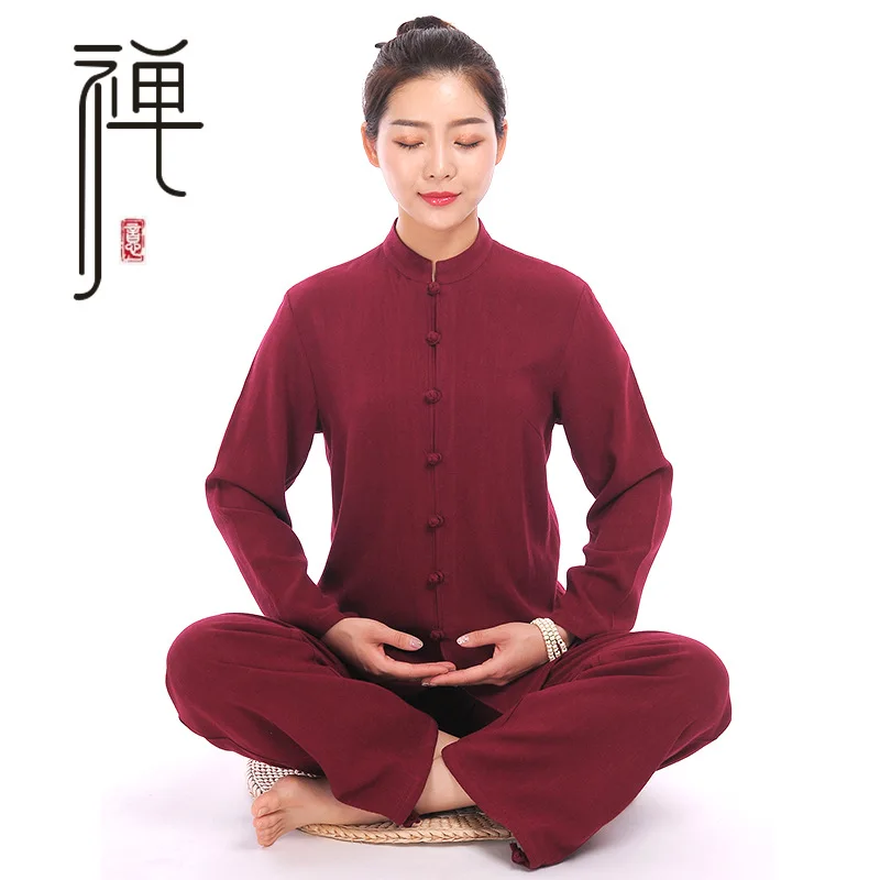 Women's Linen Meditation Clothing plus Size Lay Buddhist Clothes Exercise Care Tai Ji Suit Yoga